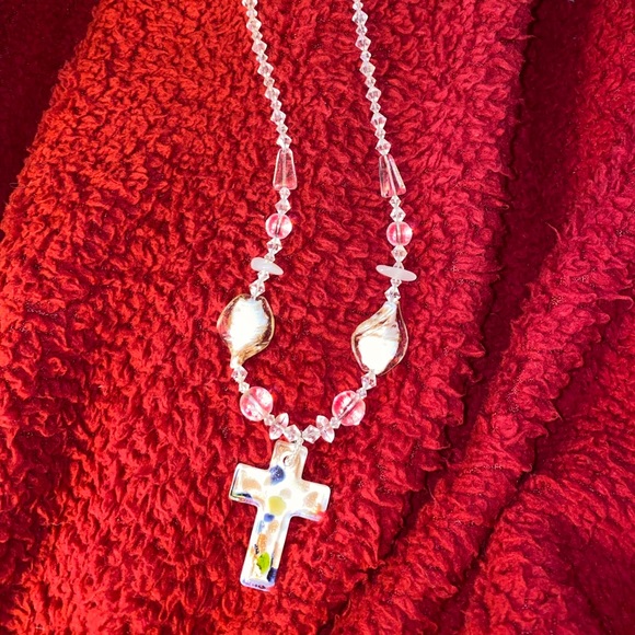 Jewelry Clear Crystal Glass Cross Necklace 12 Poshmark
